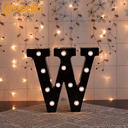 Decorative LED Illuminated Letter Marquee Sign - Alphabet Marquee Letters with Lights For Wedding Birthday Party Christmas Night Light Lamp Home Bar Decoration W, Black