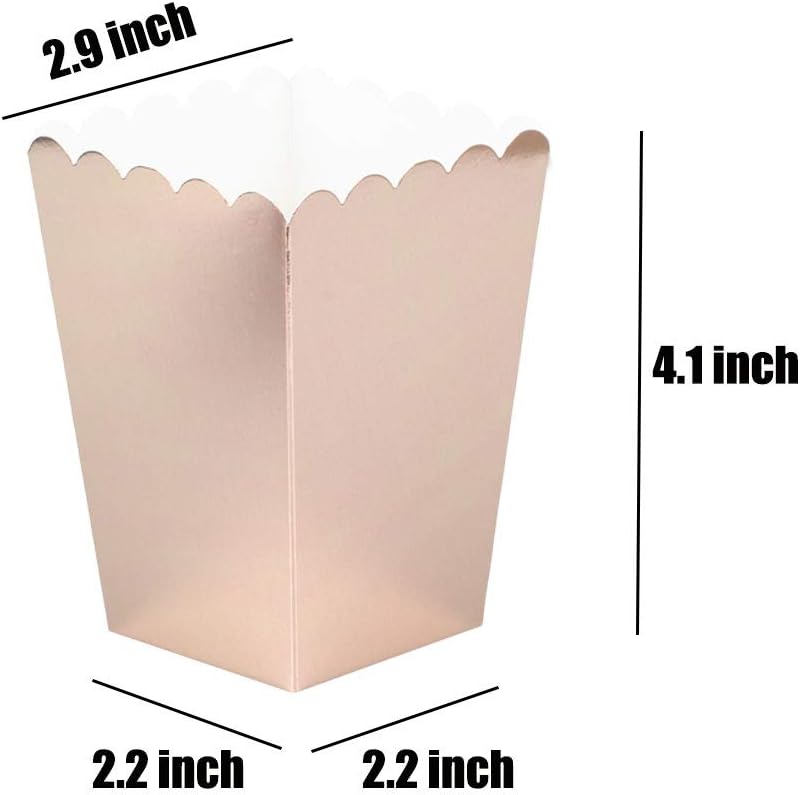 YESON Rose Gold Popcorn Boxes Mini Paper Popcorn Box for Party,Pack of 36