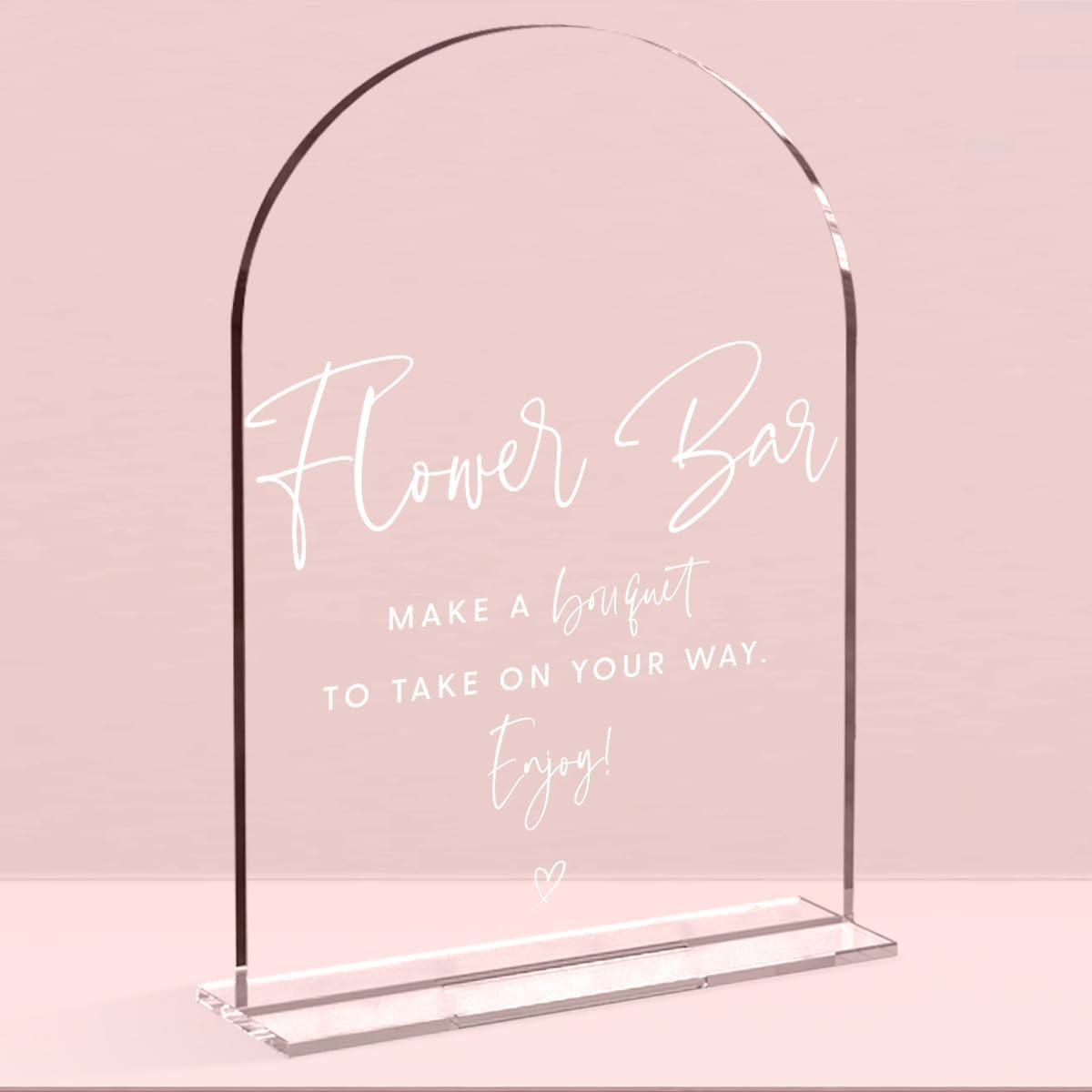 Wedding Signs，Flower Bar Sign, 5 x 7 Inch Arch Acrylic Sign, Wedding Sign for Ceremony and Reception, Wedding Supplies, Wedding Decoration (White)