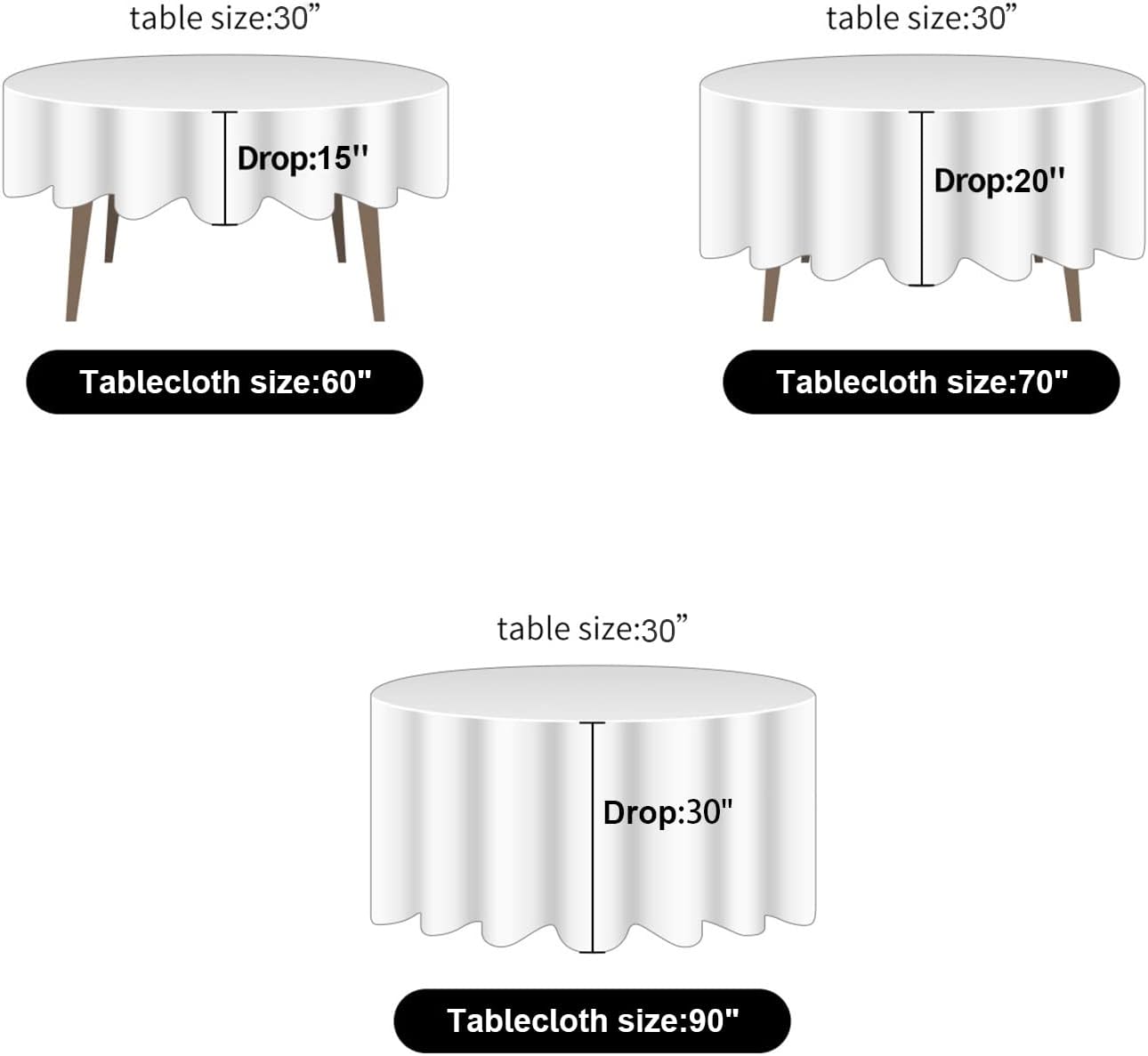 Ascoza 2pack 60 Inch White Rectangular Tablecloth in Polyester Fabric for Wedding/Banquet/Restaurant/Parties