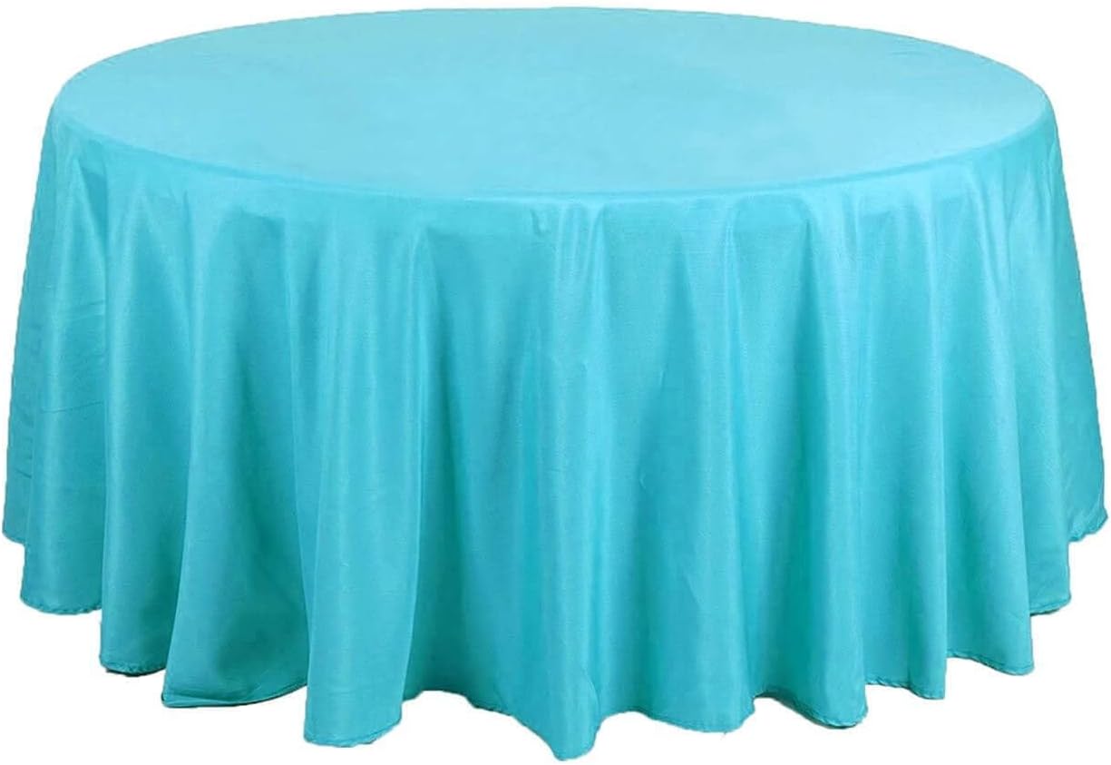 Efavormart Round Tablecloth, 108 Inch Stain & Wrinkle Resistant Washable Table Cloth, Decorative Polyester Fabric Table Cover for Banquet, Wedding, Dining- Turquoise