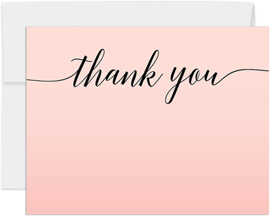 Andaz Press Blush Pink Rose Elegant Party Collection, Blank Thank You Note Cards with Envelopes, 24-Pack