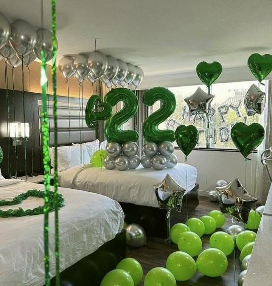 40 Inch Big Green Number 22 Balloon Birthday Decoration, Number 22 Helium Balloon Celebration, Boy Girl Baby Anniversary Party Graduations Supplies Decorations