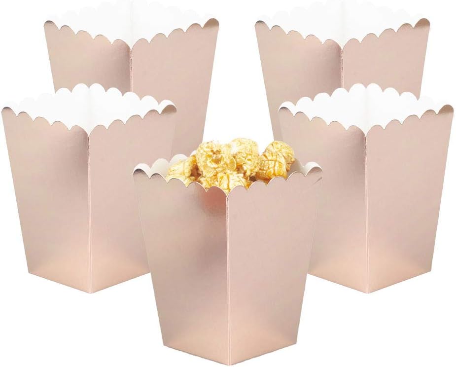 YESON Rose Gold Popcorn Boxes Mini Paper Popcorn Box for Party,Pack of 36