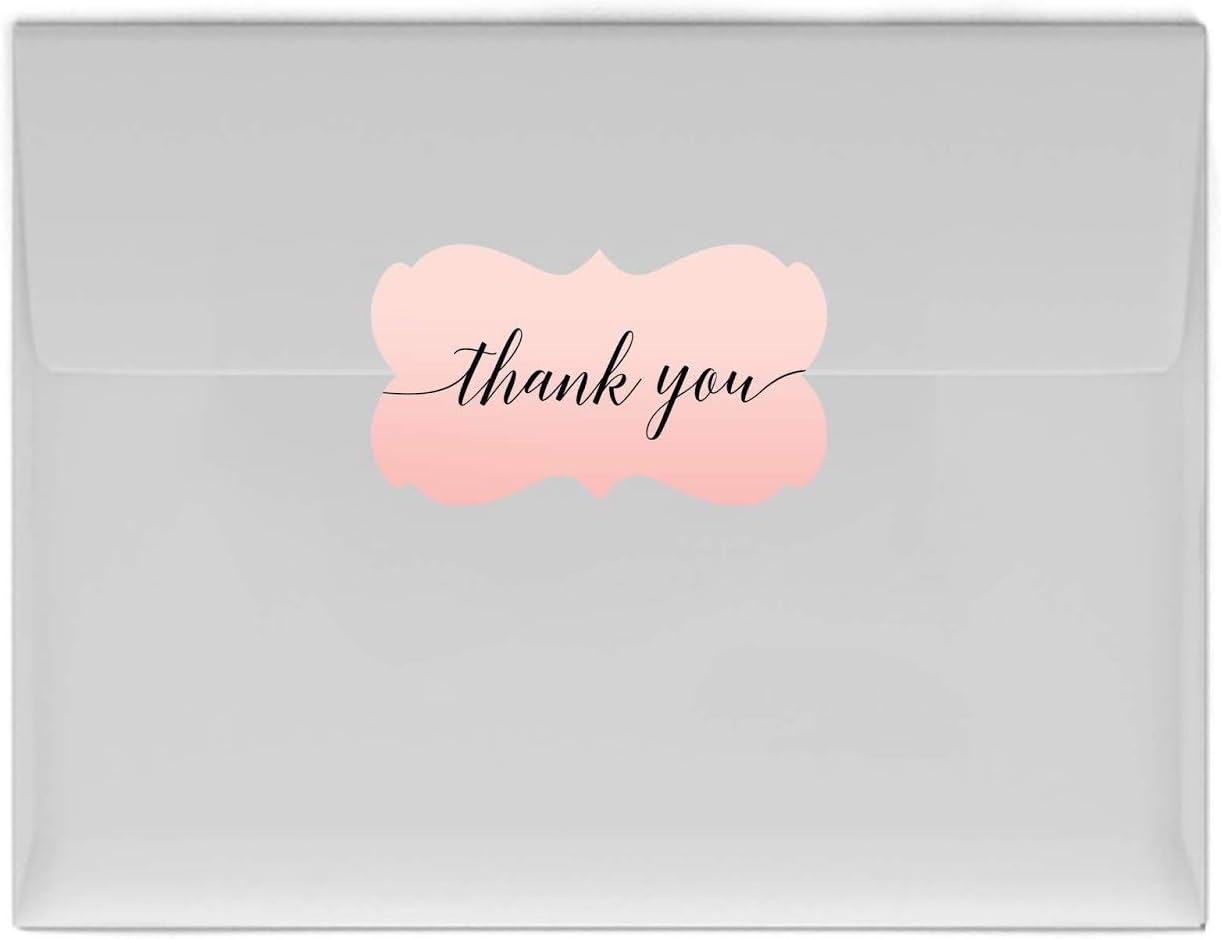 Andaz Press Blush Pink Rose Elegant Party Collection, Fancy Frame Label Stickers, Thank You, 42-Pack, Favors Decor Envelope Seals