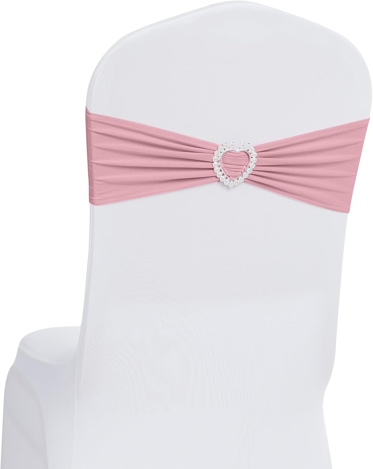 Howhic Pack of 30 Spandex Chair Sashes Bows Stretch Chair Cover Band with Buckle Slider Universal Elastic Chair Ties for Wedding Banquet Party Event Decoration (Dusty Pink)