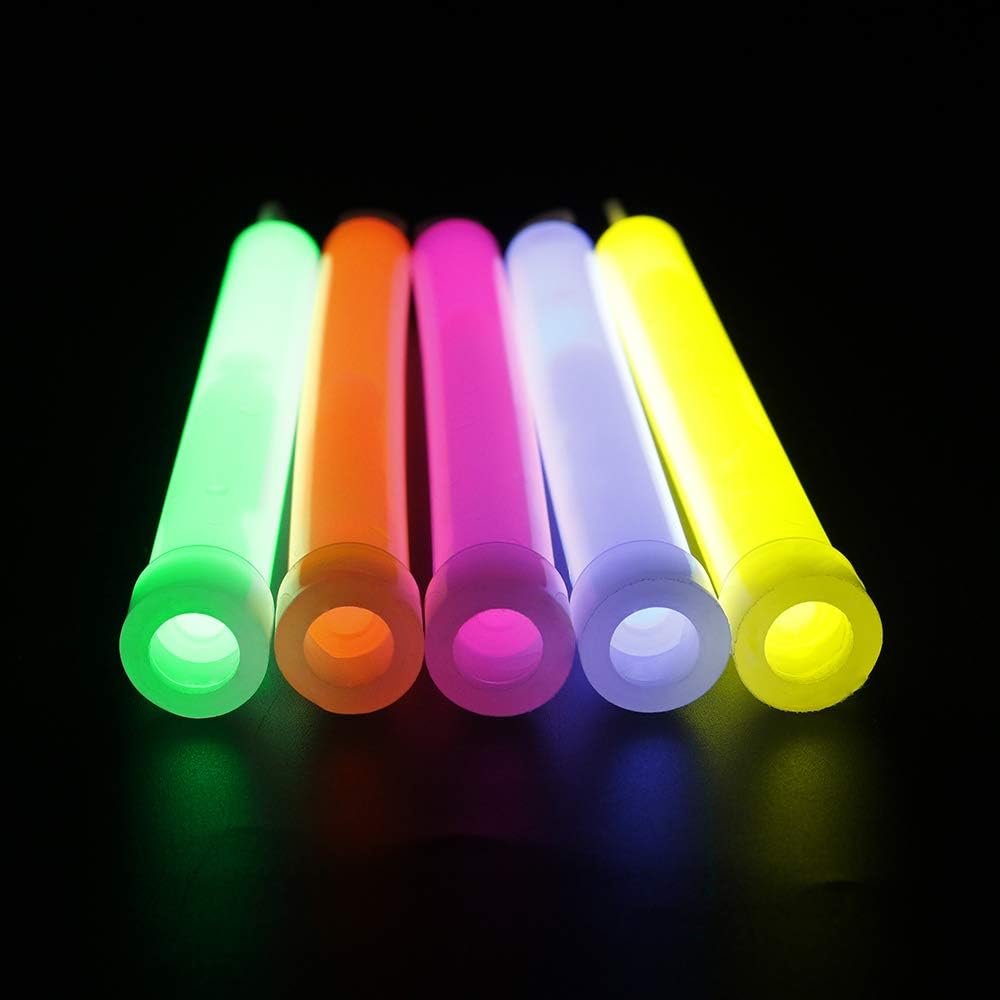 novelinks 50 Pcs 6'' Premium Glow Sticks Bulk - Ultra Bright Large Glow Necklaces Light up Glow in The Dark , Emergency Glow Sticks, Long-lasting Lighting Waterproof(Yellow)