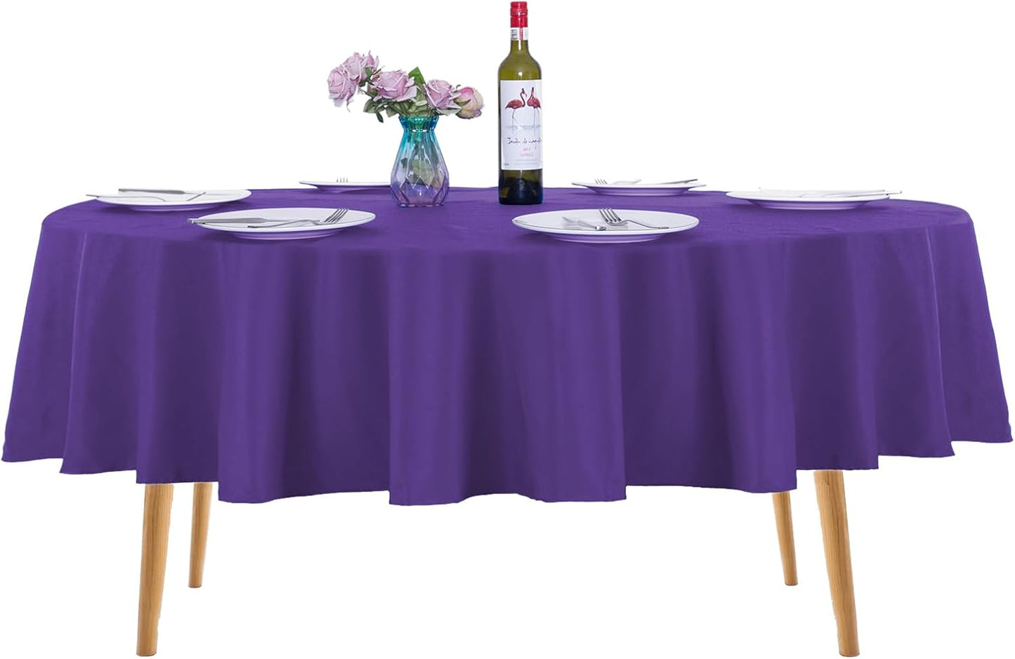 Ascoza 2pack 70 Inch Purple Round Tablecloth in Washable Polyester Fabric for Wedding/Banquet/Restaurant/Parties