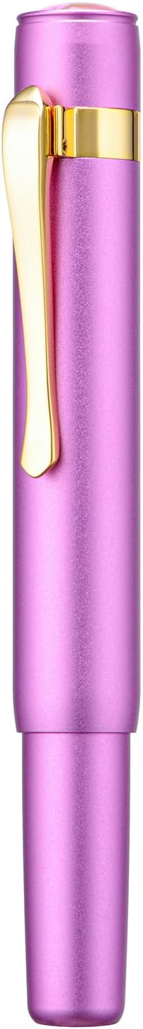 Hongdian M2 Black Forest Mini Fountain Pen, Long Blade Nib & Sleek Shape Aluminium Short Pocket Travel Pen (Lilac Purple)