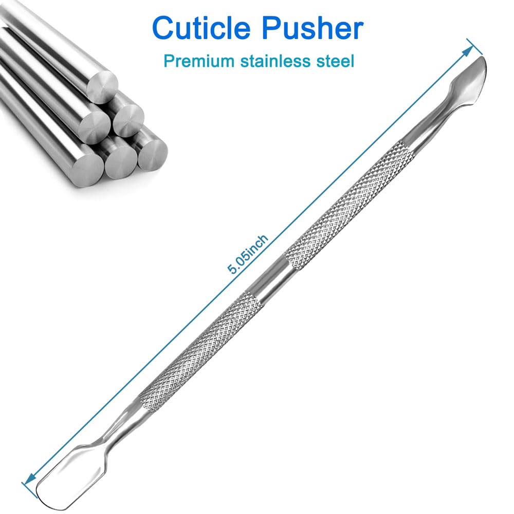 Manicure Kit for Women, 2-Piece Stainless Steel Nail Tools with Double-Ended Cuticle Pusher & Cuter, Gel Polish Remove Tool & Nail Dotter Pen for Nail Art, Home and Salon