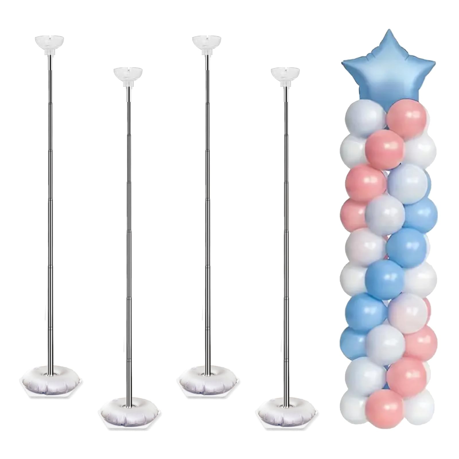 Balloon Column Stand Kit, Set of 4 – 7ft Height Adjustable Balloon Arch Stand Kit, Metal Telescopic