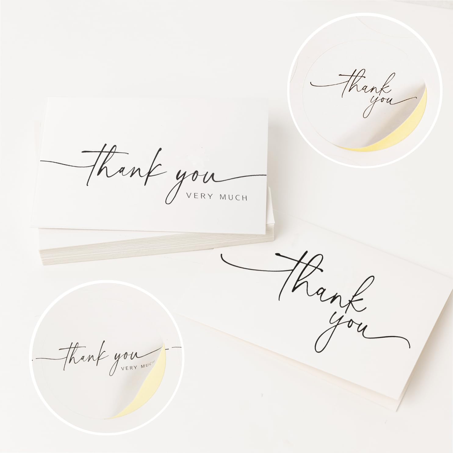 SPIRITDUST 52-pack Thank You Cards Bulk with Kraft Envelopes & Matching Stickers, 3.5x5 Inches