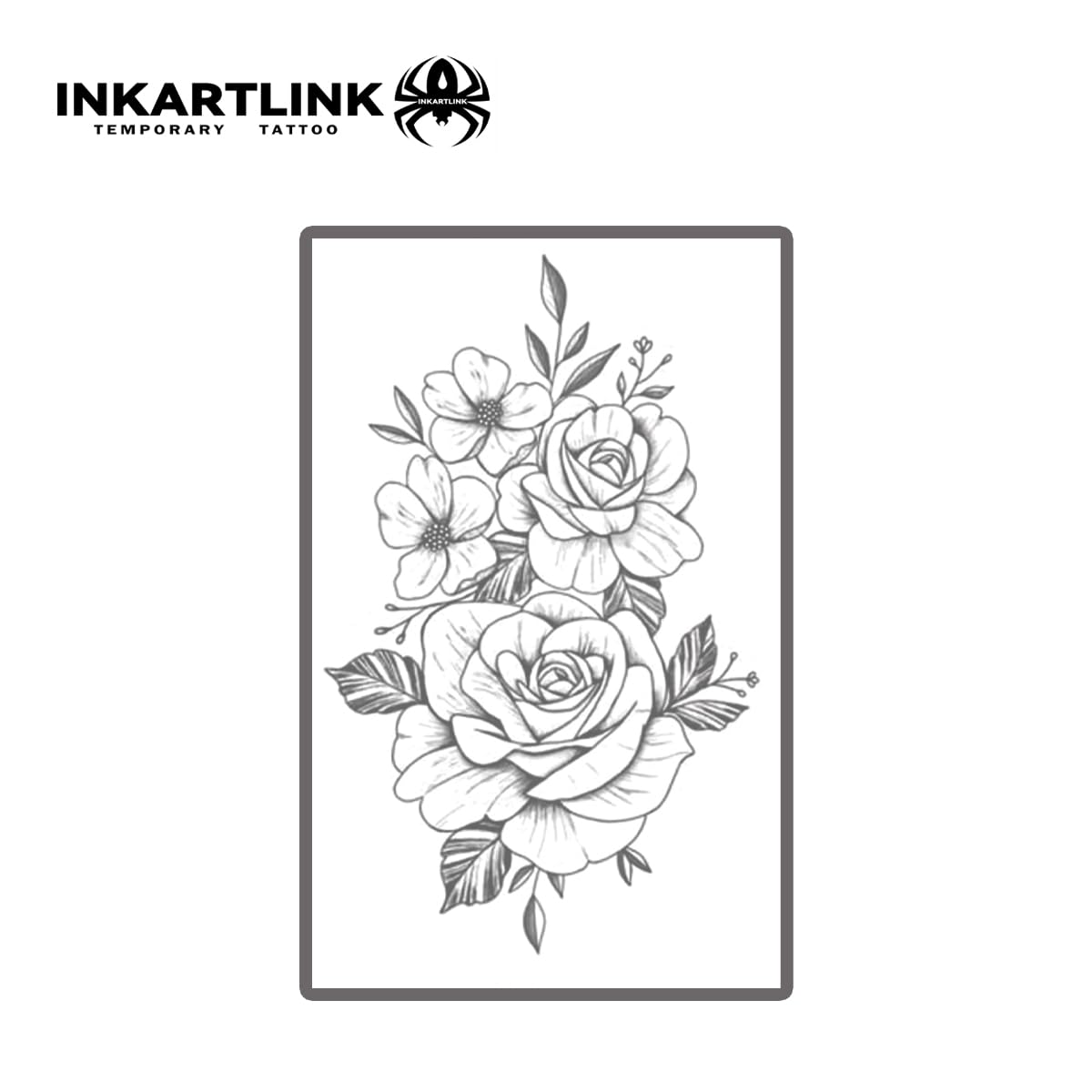 INKARTLINK Tattoo Tech, 2 Sheets Extra Large Semi Permanent Tattoo, Adult Art Design Temporary Tattoos, Lasts 1-2 Weeks, Waterproof, Realistic Look, No Adhesive, No Reflection (Flower)204