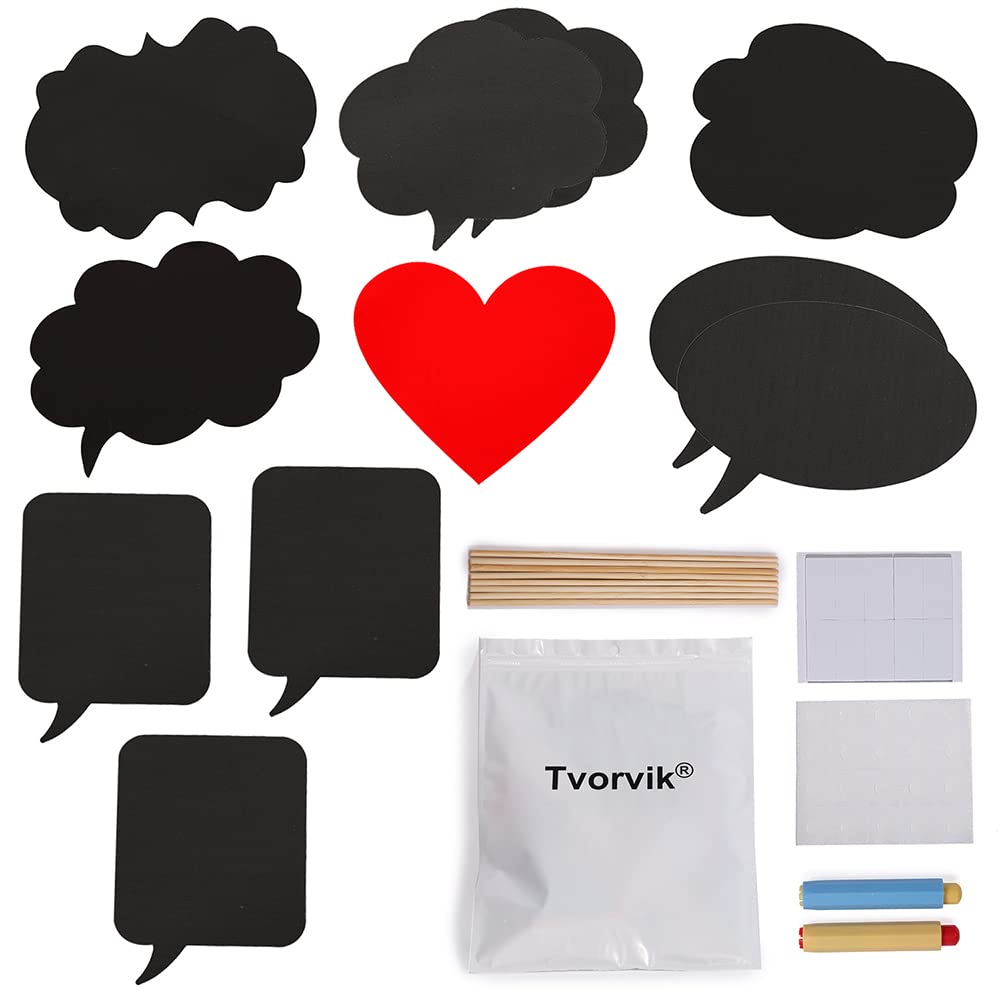 Tvorvik Large Blank Photo Booth Props, 11Pcs Party Props Signs Decorations