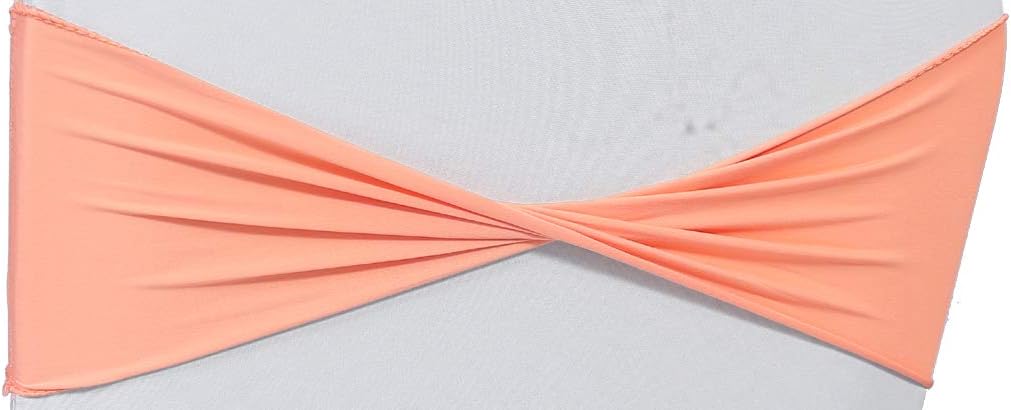 VDS Pack of 10 PCS | Peach | Spandex Chair Sashes Bows Without Buckle | Stretch Elastic Banquet Universal Folding Chair Band Tie with for Wedding Party Conference Celebration Event Decoration