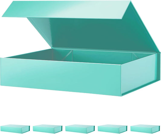 PACKHOME 6 Gift Boxes 11.5x8x2.5 Inches, Sturdy Shirt Boxes with Magnetic Lids for Multiple Occasions (Glossy Green)
