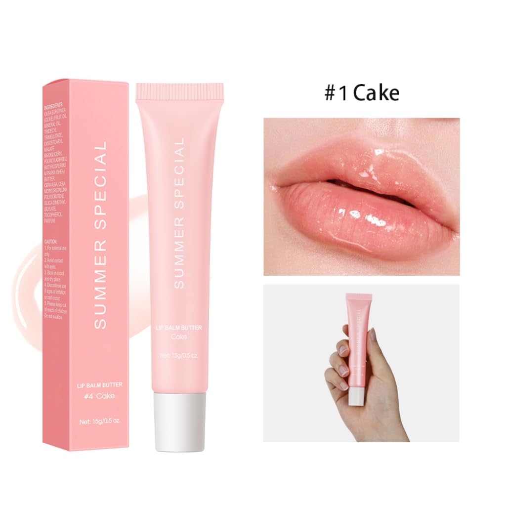 Summer Hydrating Lip Butter Balm Set - Ultra-Nourishing with Shea & Olive Butter，Soothes & Repairs Dry Lips, Non-Sticky Long-Lasting Moisture(Cake,Pack of 2)