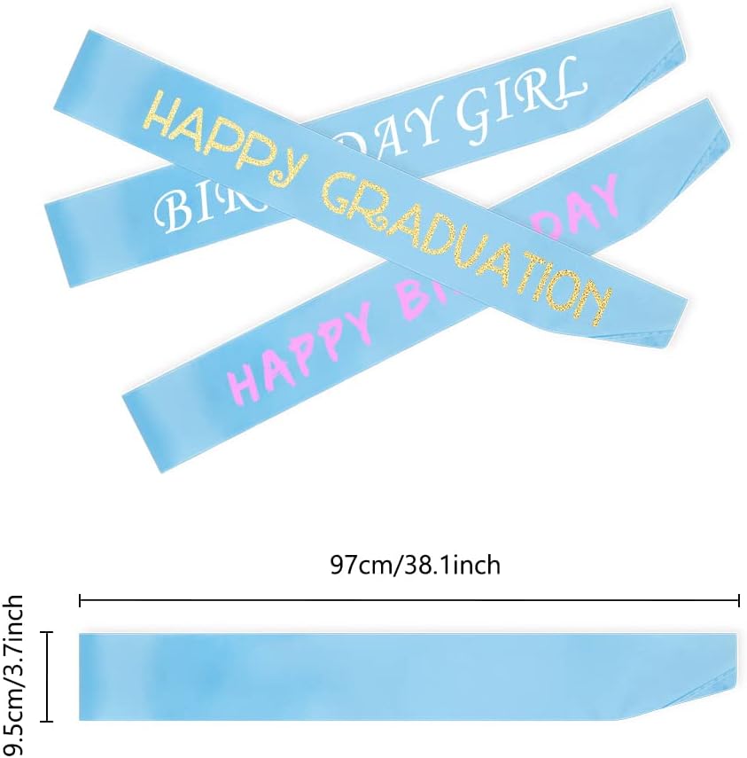 8-Pcs Light Blue Satin Bride's Sashes, Diy Sash Collection for Pageants, Birthdays, Weddings & More, Customizable Sashes