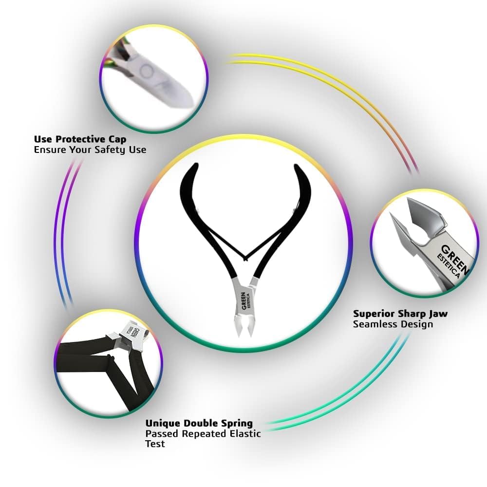 Professional Cuticle Trimmer Nail Cuticle Cutter Stainless Steel Cuticle Nippers with Sharp Blades of Cuticle Remover Clippers Manicure Tools Double Spring - Pedicure Nail Tools (Black - 4 Pack)