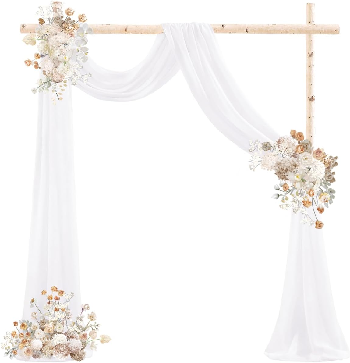 White Wedding Arch Draping Fabric 29" x 20 FT White Drapes for Backdrop Sheer Curtains Wedding Drapes for Romantic Bridal Baby Shower Decorations Ceremony Birthday Party Fall Outdoor Events