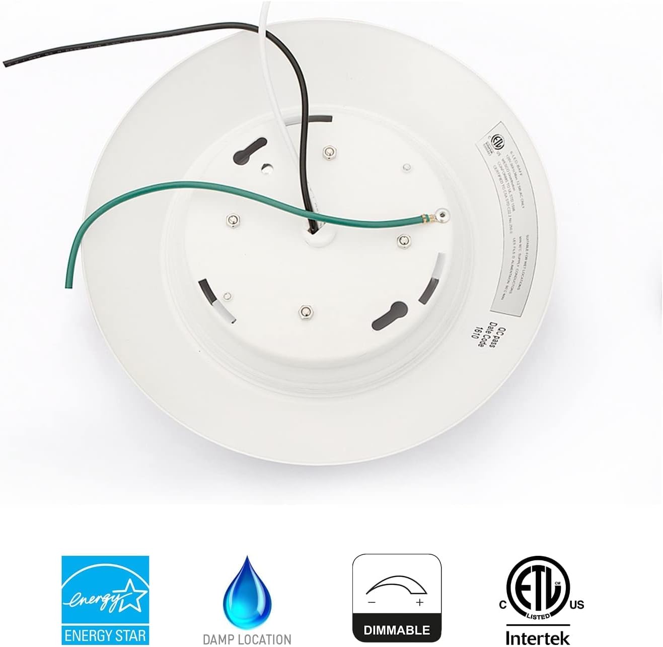 20 Packs 4 Inch LED Low Profile Recessed & Surface Mount Disk Light, Round, 10W, >600 Lumens, 3000K Warm White, CRI80, DOB Design, Dimmable, ETL Listed, White