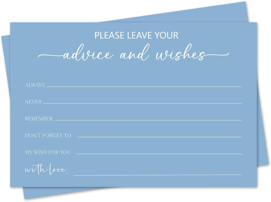 Bule Advice and Wishes Card, Advice Cards for The Bride and Groom, Bridal Shower,Wedding or Baby Shower, Birthday, Graduation, Retirement, Guestbook - 25 Cards -02