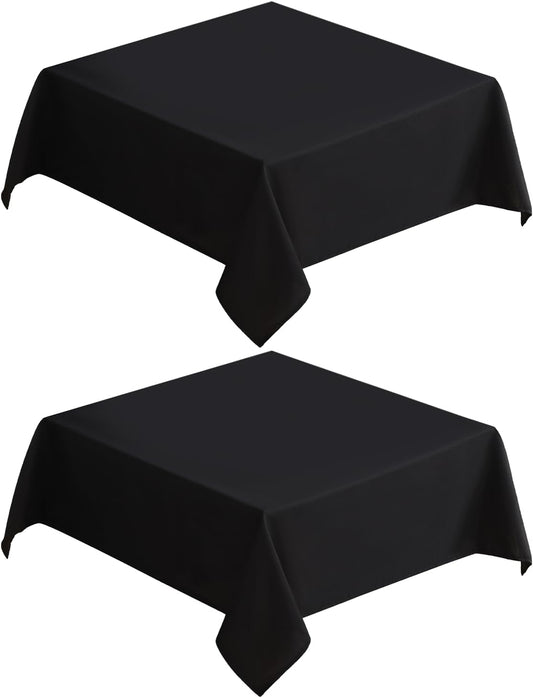 VidaFete Square Tablecloth 2 Pack 52 x 52 Inch Tablecloths Stain Wrinkle Resistant Polyester Dining Table Cover for Kitchen Dinning Party Wedding Rectangular Tabletop Buffet Decoration(Black)