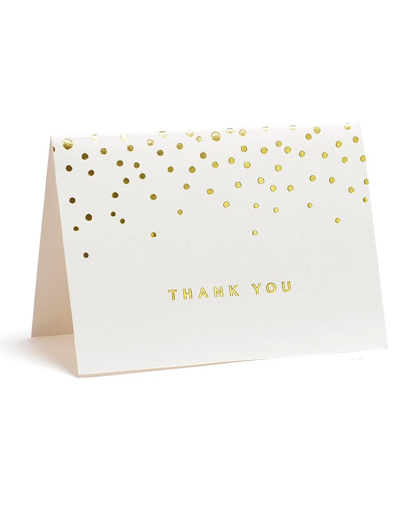 Gartner Studios Gold Foil Dots Thank You Cards, Ivory and Gold Foil Blank Thank You Notes, 3.5” x