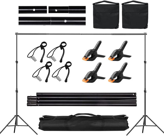 Backdrop Stand for Parties, 6.5x10ft Adjustable Background Support System for Events Decoration, Baby Shower, Photography with Spring Clamps, Backdrop Clip, Sandbag and Carrying Bag