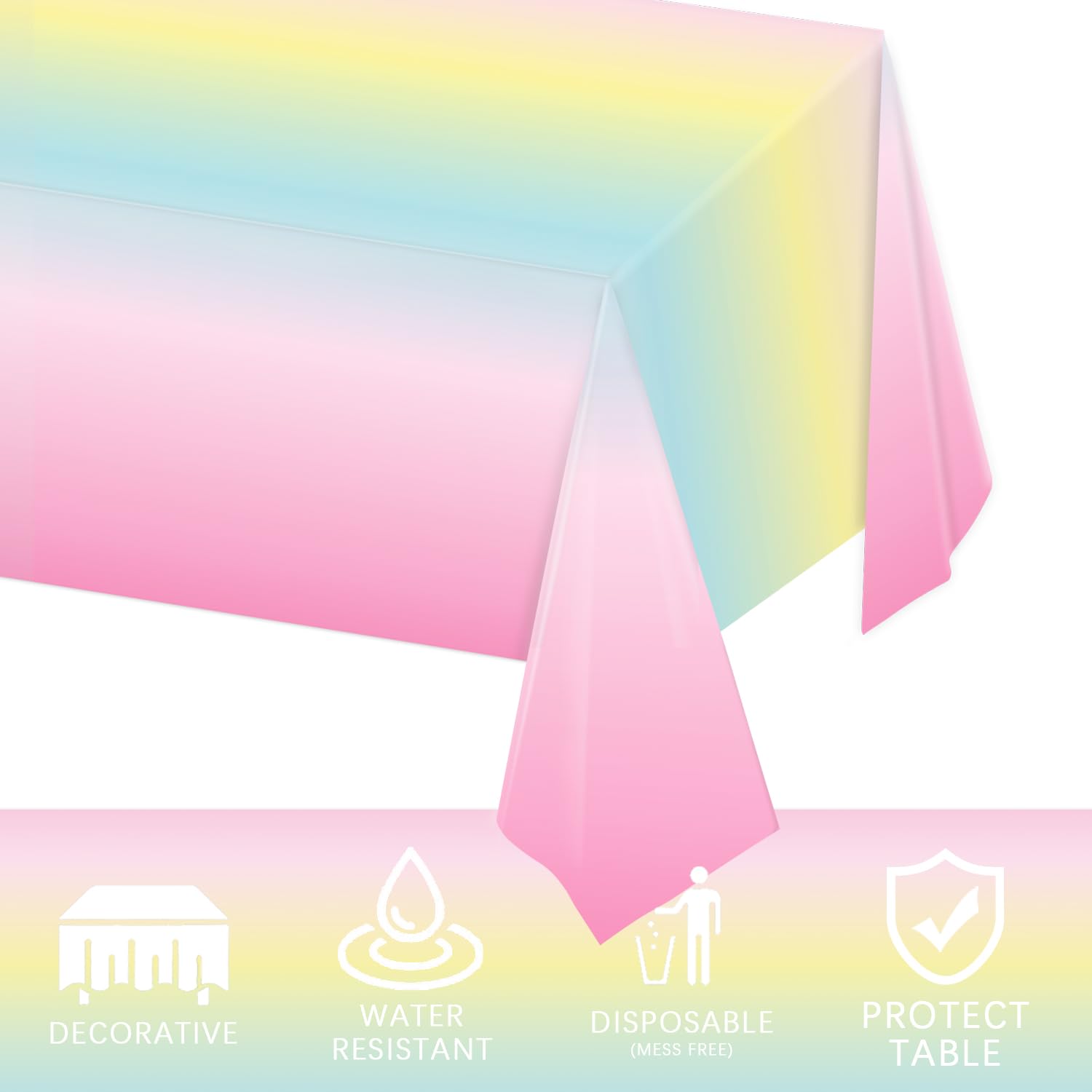 169 PCS Rainbow Party Decorations Disposable Paper Plates, Napkins, Cups, Cutlery, Tablecloth