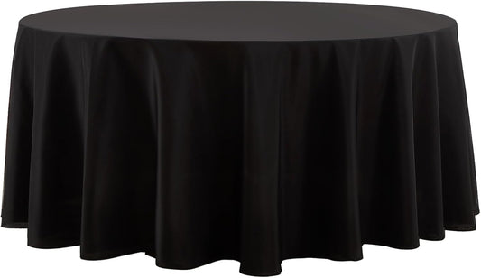 Round Tablecloth 2 Pack 90 Inch Black Tablecloths Washable Decorative Linen Polyester Table Clothes Cover for Dining Table Banquets Buffet Parties and Wedding