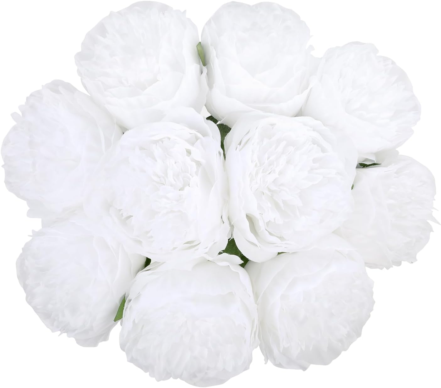 U'Artlines Artificial Peony Silk Flower with Stems 10pcs Real Look Vintage Peonies for Home Wedding Decoration(Pure White)