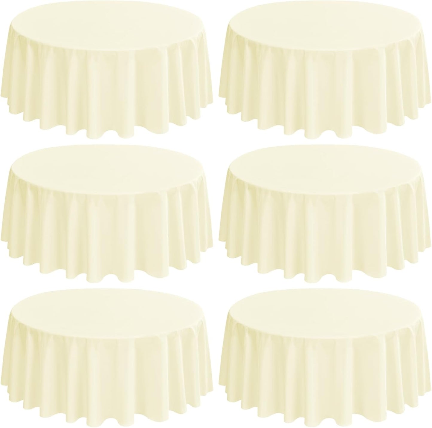 6 Pack Round Tablecloths - 120 Inch, Beige Polyester Table Cover, Stain & Wrinkle Resistant, Washable Table Cloth for Banquet & Parties