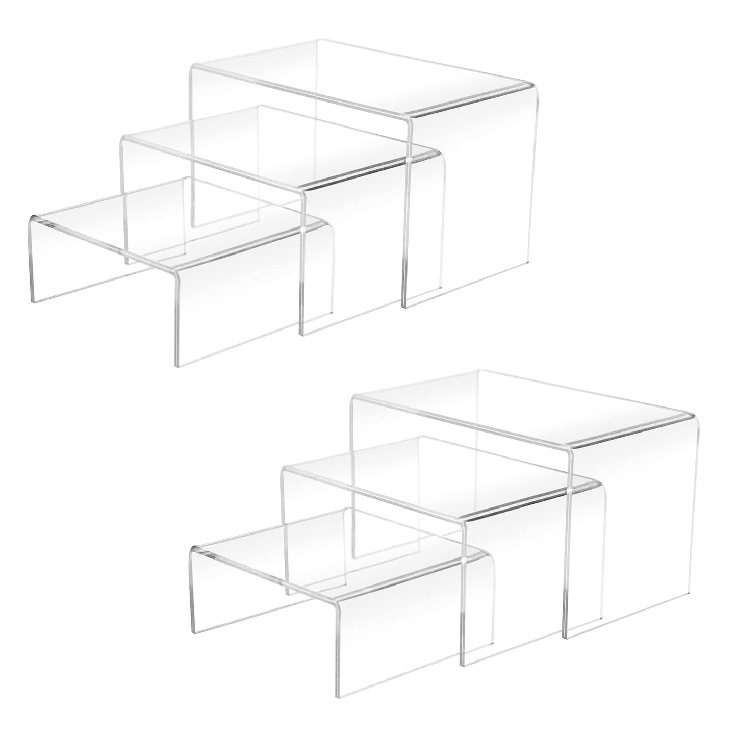Cerpourt 2 Sets Acrylic Display Risers(3",4",5") Clear Product Stand,Cupcakes Holder Dessert