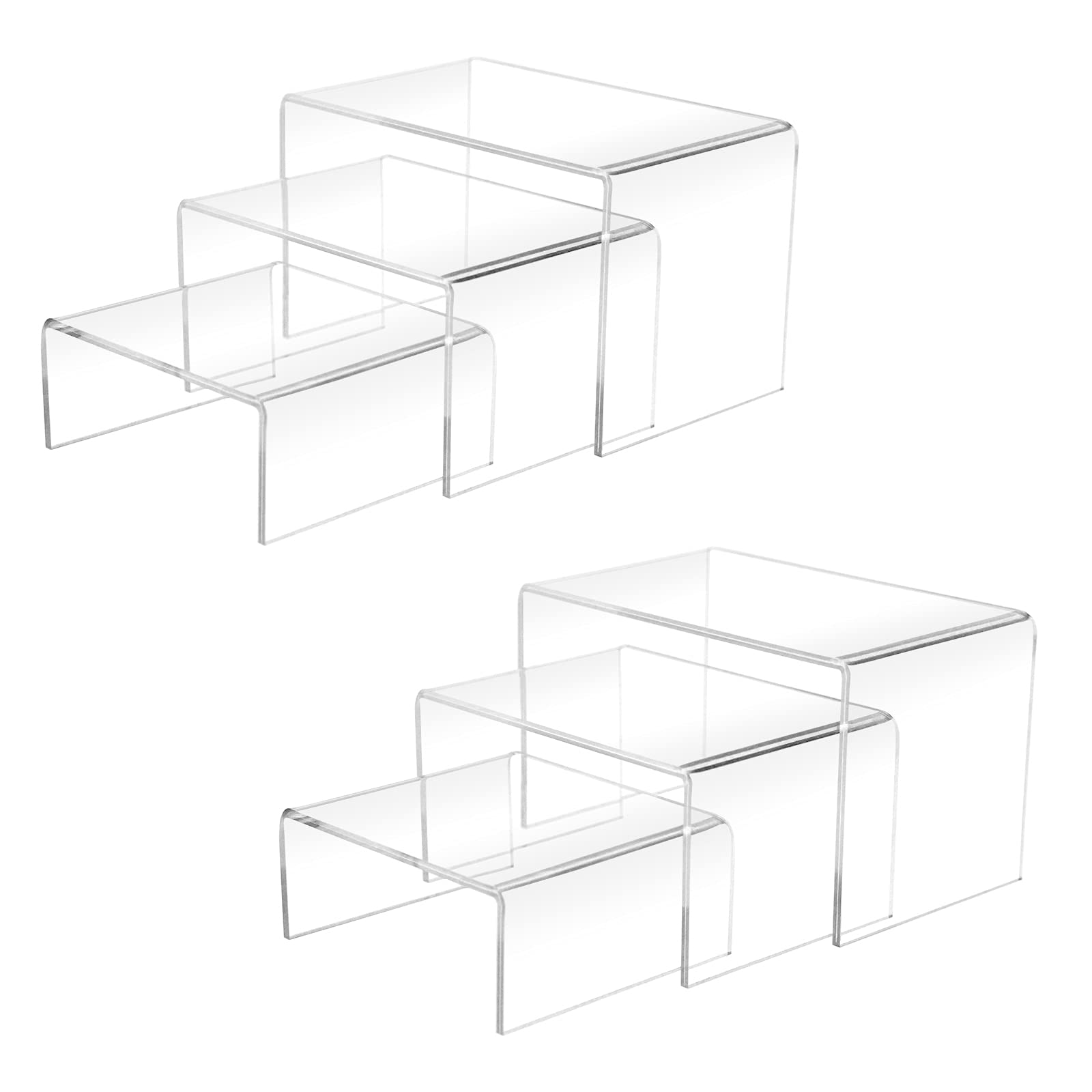 Cerpourt 2 Sets Acrylic Display Risers(3",4",5") Clear Product Stand,Cupcakes Holder Dessert
