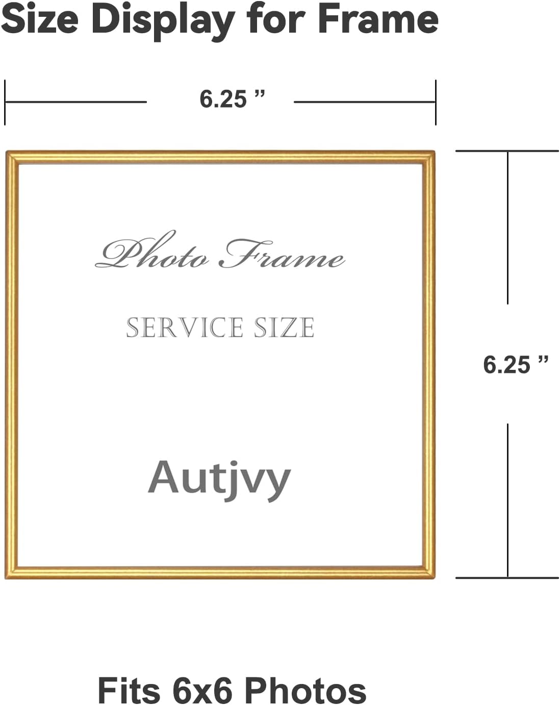 6x6 Picture Frame Set of 2, Gold Modern Simple Thin Aluminum Metal Square Photo Frames with HD Glass, Display for Tabletop and Wall, 2 Pack