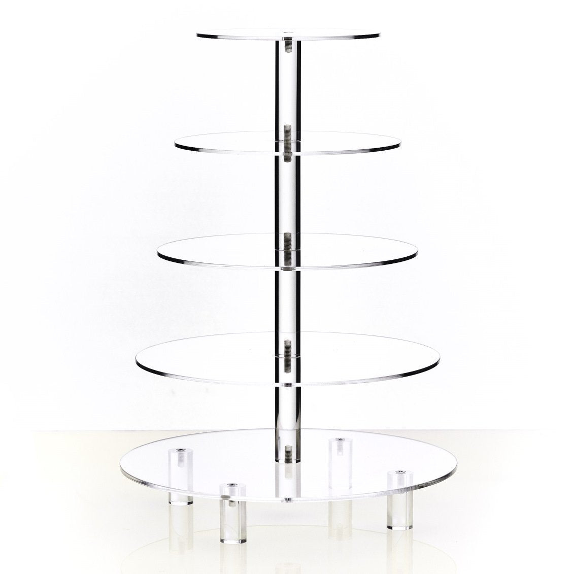 5 Tier Acrylic Cupcake Stand, Extra Thick 5mm Base, Multi Tiered Cake Stand