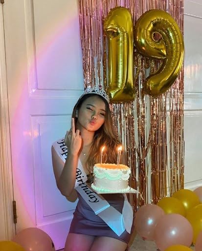 40 Inch Big Gold 19 Balloon Number, Jumbo Giant Happy 19 Nineteen Birthday Party Decorations, Large 19 Nineteen Mylar Foil Anniversary Birthday Party Engagement Decorations