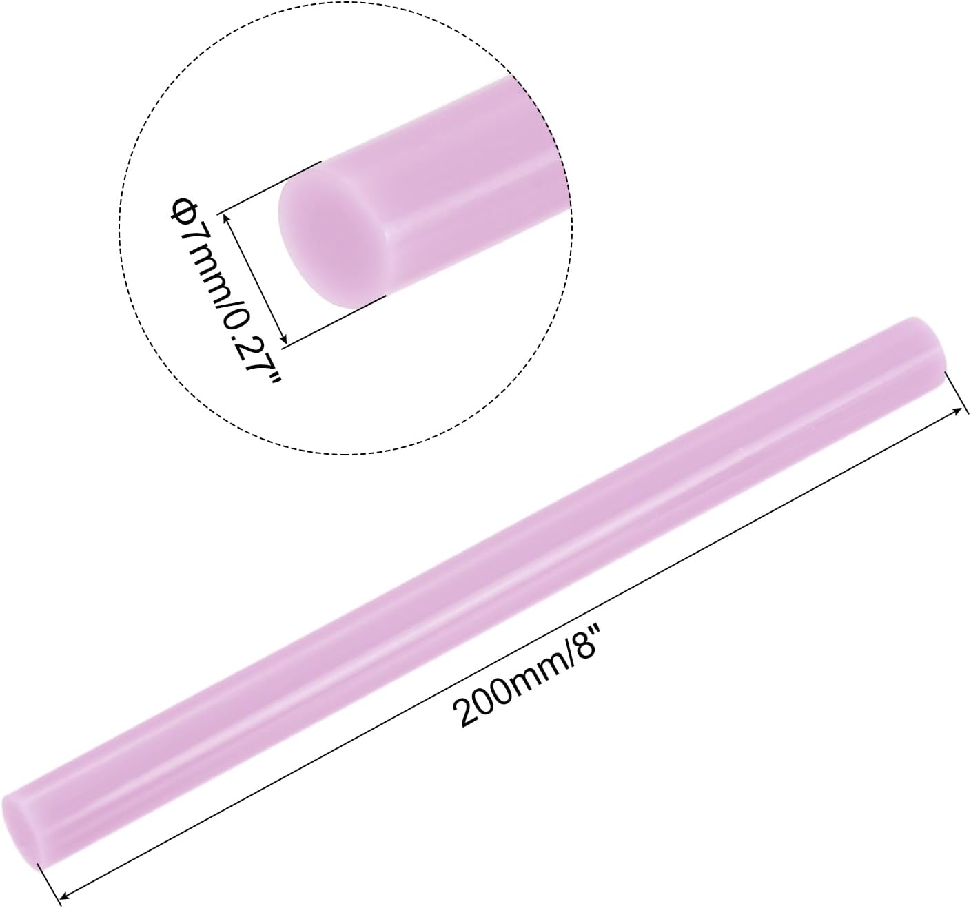 uxcell 20pcs Hot Glue Sticks for Glue Gun 7mm/0.27-inch x 8-inch Mini Hot Melt Adhesive Glue Stick Light Pink