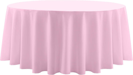 Round Tablecloth 2 Pack 108 Inch Pink Tablecloths Washable Decorative Linen Polyester Table Clothes Cover for Dining Table Banquets Buffet Parties and Wedding