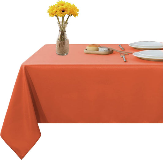 Fitable Rectangle Tablecloth Stain and Wrinkle Resistant Washable Polyester Table Cloth for Buffet Parties and Camping (60x84 inch, Orange)