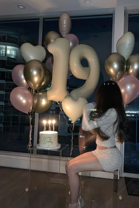 Big Cream White 9 Number Balloon 40 Inch, Jumbo Giant Happy 9th 19 29 39 49 99 Birthday Party Decorations, Large Nine Mylar Foil Anniversary Birthday Party Engagement Decorations