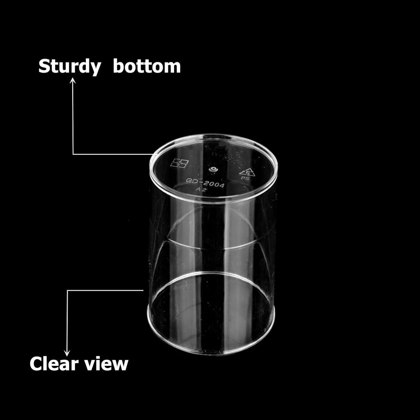 100 Pack Mini Dessert Cups, 3oz Clear Shooter Cups with Spoons, Plastic Mousse Cups for Party, Ice Cream, Puddings, Chocolate, Round Appetizer Parfait Tasting Cups