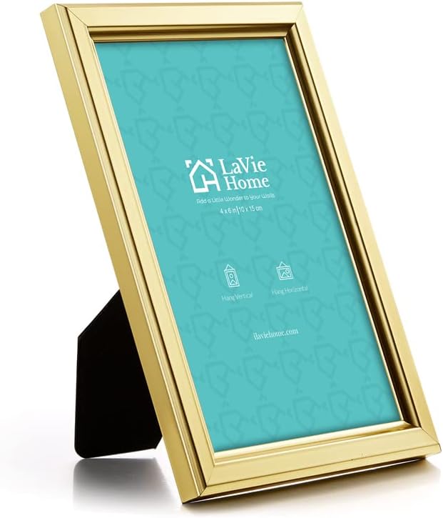 LaVie Home 4x6 Picture Frames (12 Pack, Gold) Simple Designed Photo Frame with High Definition Glass for Wall Mount & Table Top Display, Set of 12 Classic Collection