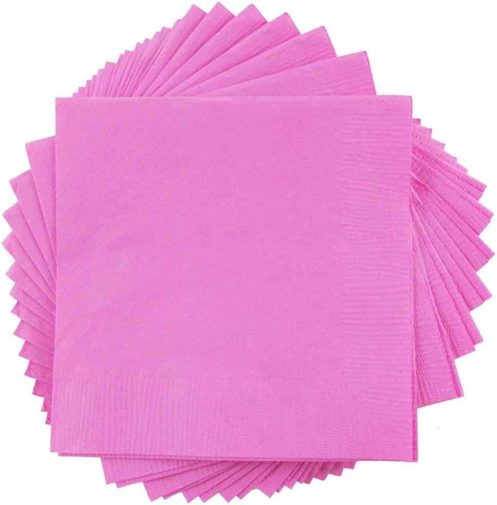 JAM PAPER Medium Lunch Napkins - 6 1/2 x 6 1/2 - Fuchsia Pink - 50/Pack
