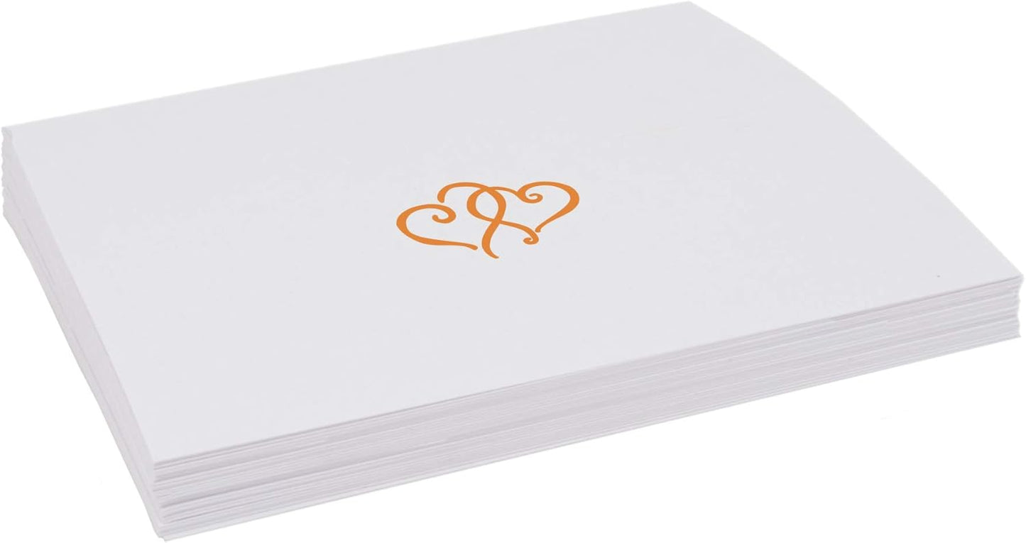 Linked Hearts Place Cards, Orange (Choose Color), Set of 60, Pre-cut and Scored - Wedding, Party, Dinner, and Special Events - Made in the USA