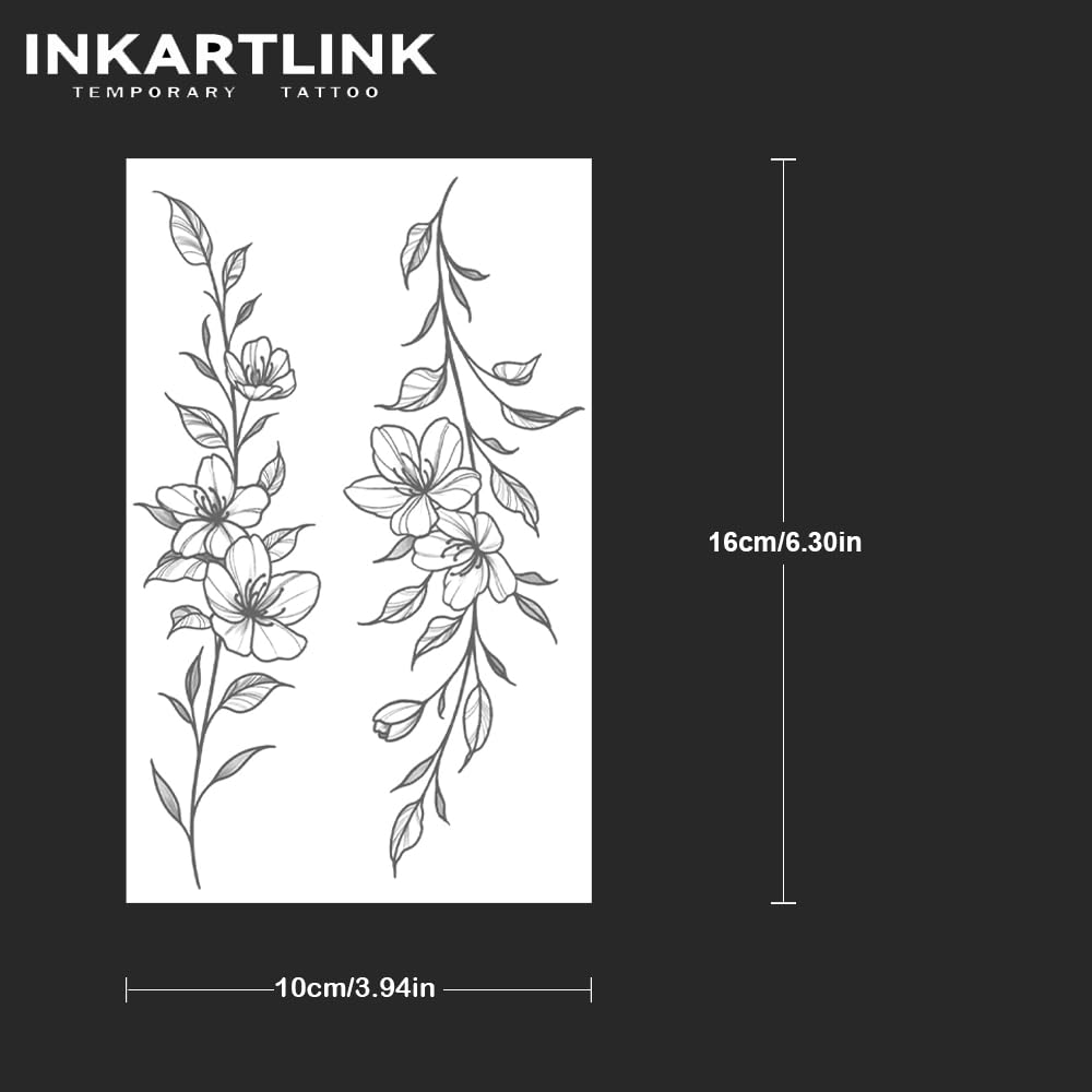 INKARTLINK Tattoo Tech, 2 Sheets Extra Large Semi Permanent Tattoo, Adult Art Design Temporary Tattoos, Lasts 1-2 Weeks, Waterproof, Realistic Look, No Adhesive, No Reflection (Butterfly and Dream)