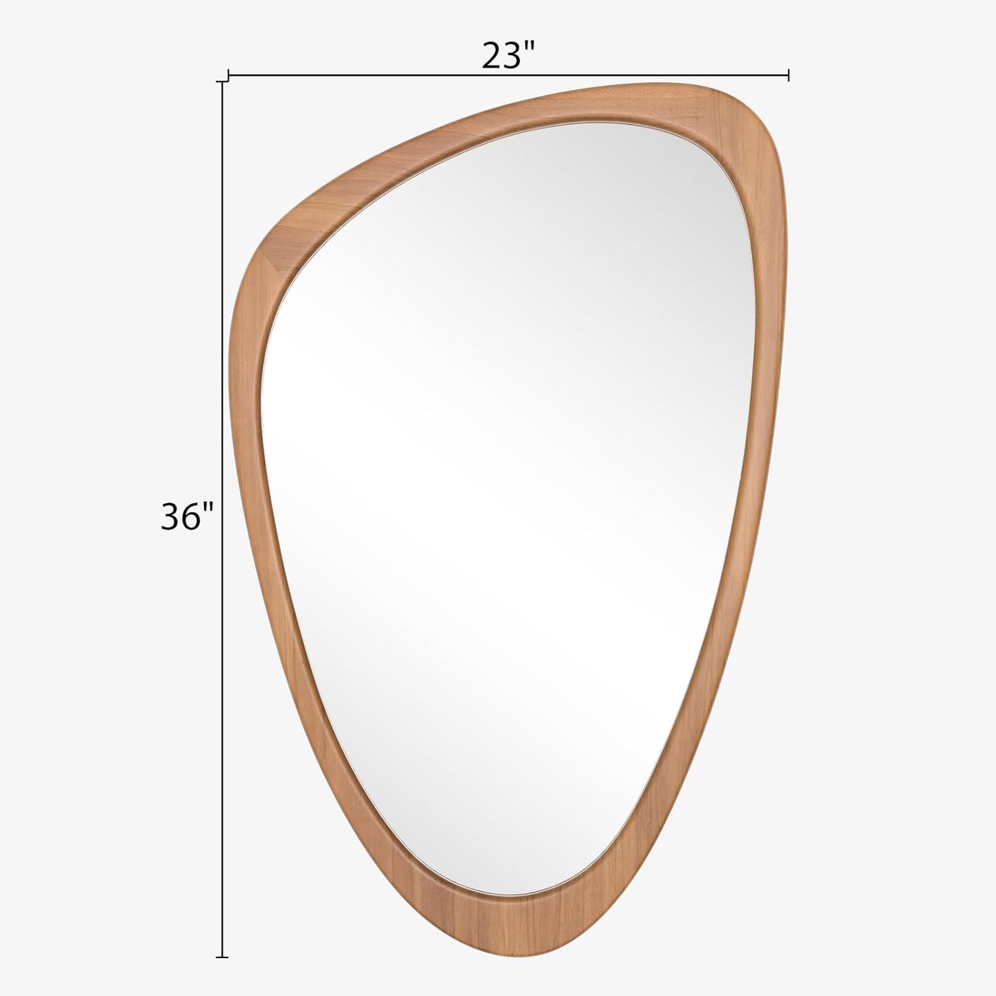 WallBeyond Asymmetrical Mirror, Irregular Wall Mirror, Wall Mirrors Decorative for Bedroom Living Room Entryway Hall, Wood Mirror for mid Century Modern Decor 36" H x 23" W