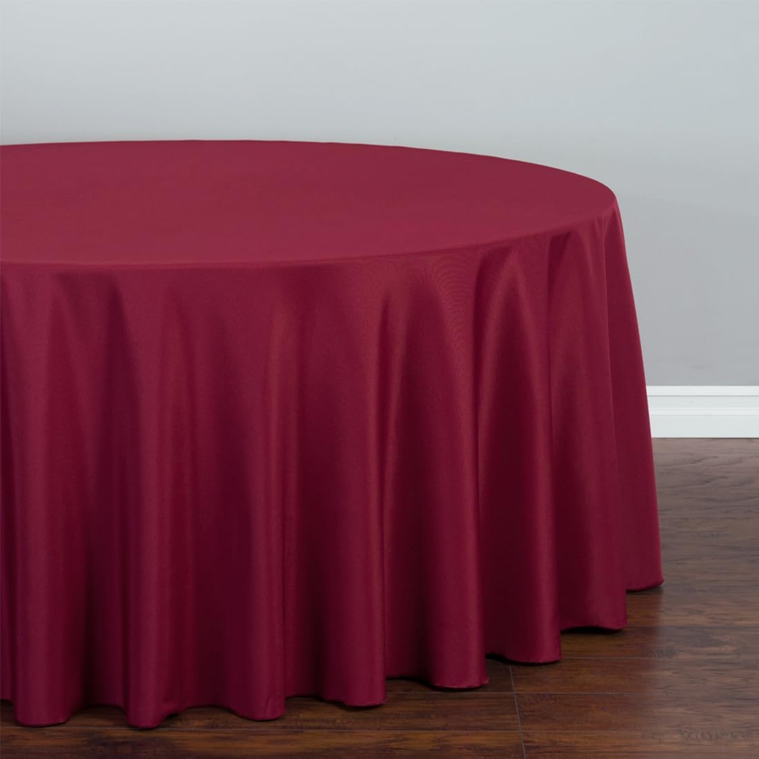LTC LINENS 2 Pack 120 Inch Round Tablecloth Burgundy - Great for 60 Inch Round Table Floor Length - Washable, Wrinkle Resistant Polyester Fabric Cloth for Parties