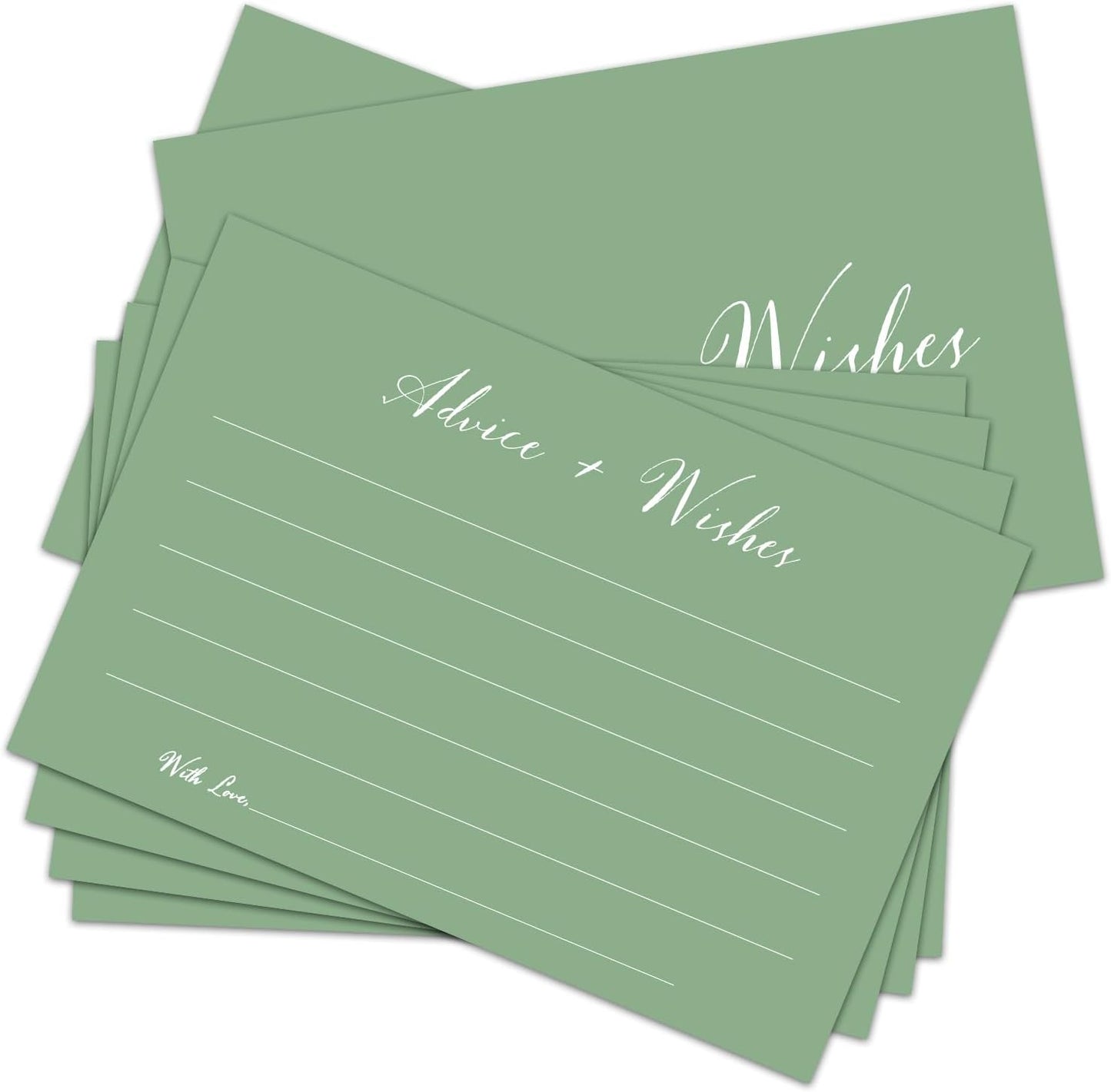 Green Advice And Wishes Cards, Advice Cards For Bridal, Wedding, Baby Shower, Mr And Mrs, Graduation, Wishes For Baby Cards Baby Shower, Pack Of 20 4x6 Cards Double Sided Print -03
